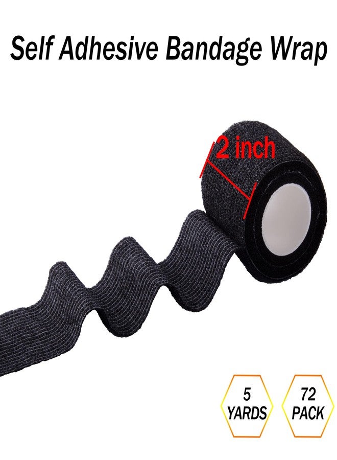 BQTQ 72 Rolls Self Adhesive Bandage 2 Inch Self Adherent Wrap Black Tape Self Stick Bandages Stretch for Wrist Ankle Swelling Sprains - Image 2
